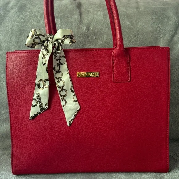 Joy Iman Bags Joy Iman Red Pebbled Leather Work Tote Poshmark